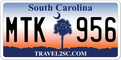 SC license plate MTK956