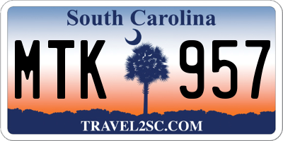 SC license plate MTK957