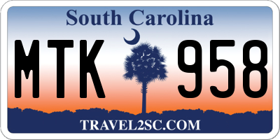 SC license plate MTK958