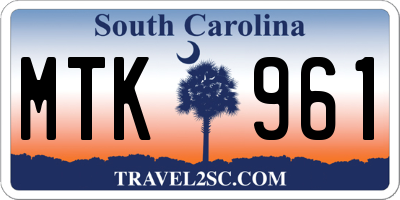 SC license plate MTK961