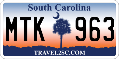 SC license plate MTK963