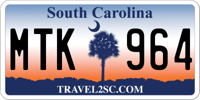 SC license plate MTK964