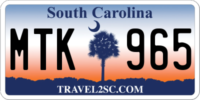 SC license plate MTK965