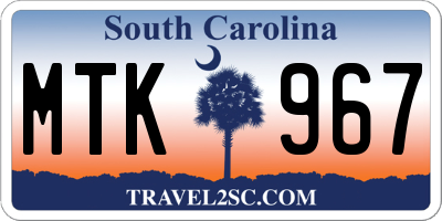 SC license plate MTK967