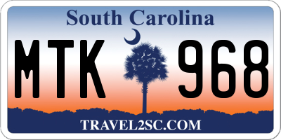 SC license plate MTK968