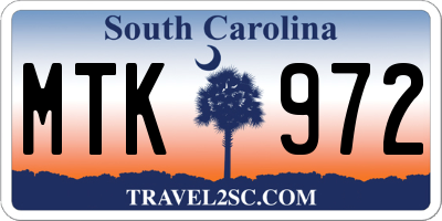 SC license plate MTK972
