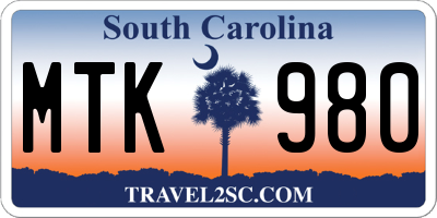 SC license plate MTK980