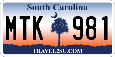 SC license plate MTK981
