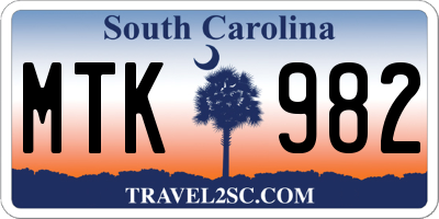 SC license plate MTK982