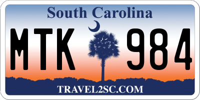 SC license plate MTK984