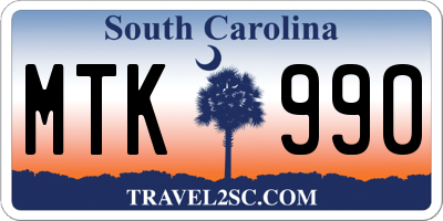 SC license plate MTK990