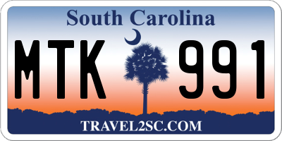 SC license plate MTK991
