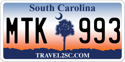 SC license plate MTK993