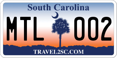 SC license plate MTL002