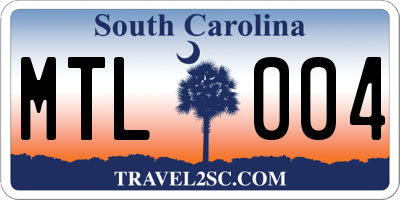 SC license plate MTL004