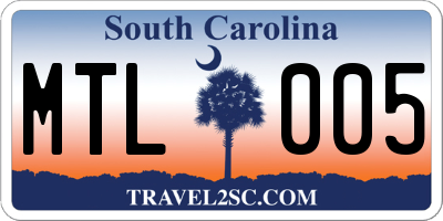 SC license plate MTL005