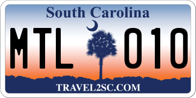 SC license plate MTL010
