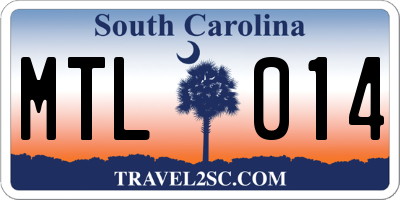 SC license plate MTL014