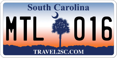 SC license plate MTL016