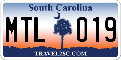 SC license plate MTL019