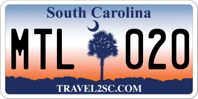 SC license plate MTL020
