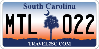 SC license plate MTL022