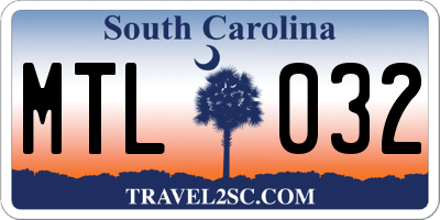 SC license plate MTL032
