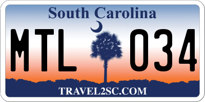SC license plate MTL034