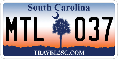 SC license plate MTL037