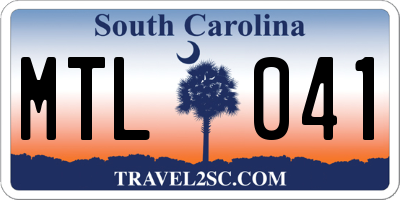 SC license plate MTL041