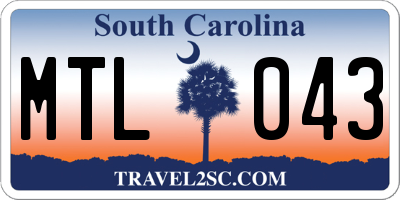 SC license plate MTL043