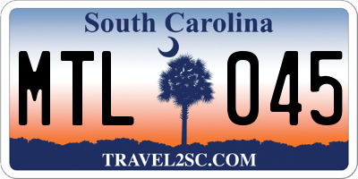 SC license plate MTL045