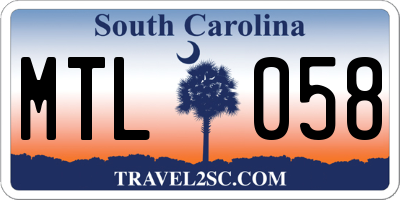 SC license plate MTL058