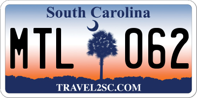 SC license plate MTL062