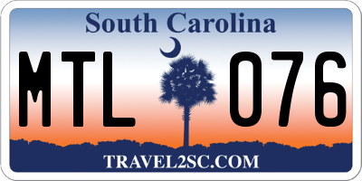 SC license plate MTL076