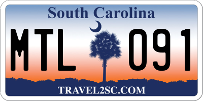 SC license plate MTL091