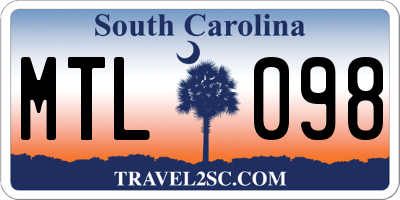 SC license plate MTL098