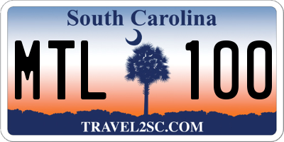 SC license plate MTL100