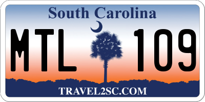 SC license plate MTL109