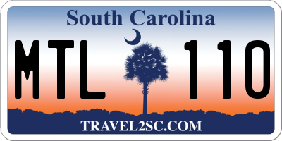 SC license plate MTL110