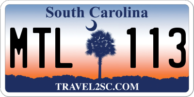 SC license plate MTL113
