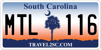 SC license plate MTL116