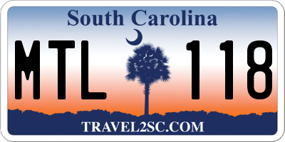 SC license plate MTL118