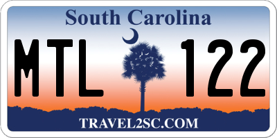 SC license plate MTL122