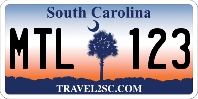 SC license plate MTL123