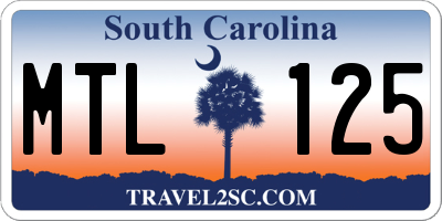 SC license plate MTL125