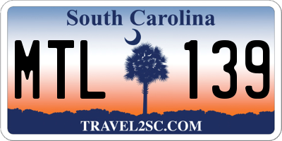 SC license plate MTL139