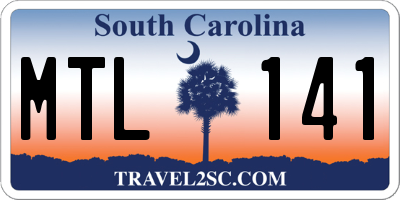 SC license plate MTL141