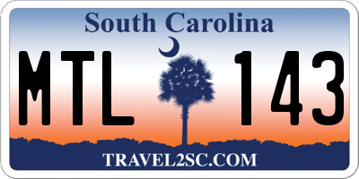 SC license plate MTL143