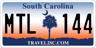 SC license plate MTL144